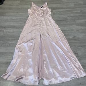 Lulus Maxi Satin Dress Babydoll XL Wedding Guest Party Fairy Flowy Party